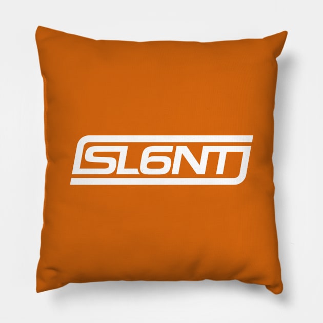 Slant 6 Icon (White + Orange) Pillow by jepegdesign