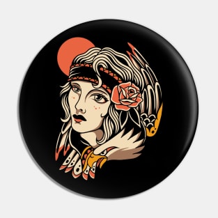 Eagle Girl Vintage Traditional Tattoo Pin