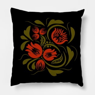 Folk flowers floral art print Flowers abstract art Pillow