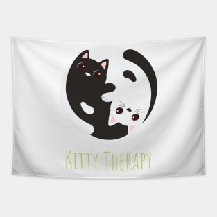 Kitty Therapy My Cat Is My Therapist Zen Yin Yang Cats Tapestry