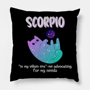 Scorpio Cat In My Villain Era Zodiac Sign Astrology Birthday Pillow