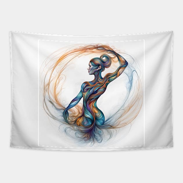 Whirlwind Grace: Dynamic Femme Form Tapestry by AlexBRD