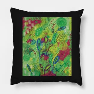 Colorful abstract happy floral burst of colors in green, yellow, blue, purple, and magenta Pillow