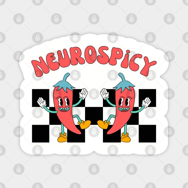 Neuro Spicy, Autism, ADHD, Retro Neurodiversity Magnet by WaBastian