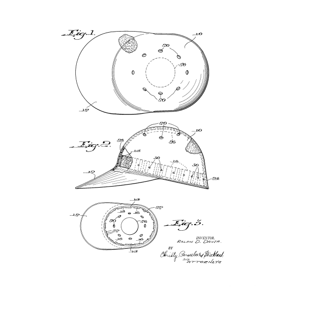 Baseball Cap Vintage Patent Hand Drawing by TheYoungDesigns