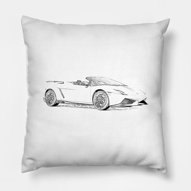 Gallardo Spyder Wireframe Pillow by Auto-Prints