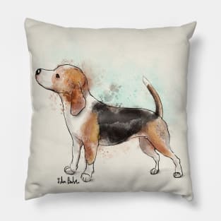 Watercolor Drawing of a Cute Beagle Pillow