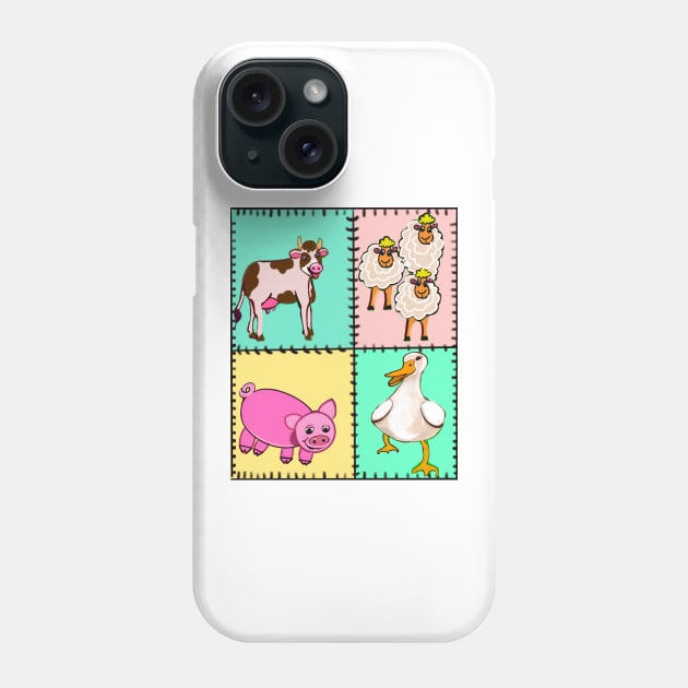 Old Macdonald had a farm patchwork quilt..and on that farm he had a dog, cow, duck, sheep Phone Case by Artonmytee