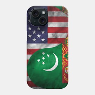 USA and Turkmenistan Dual Flag Yin Yang Combination Phone Case