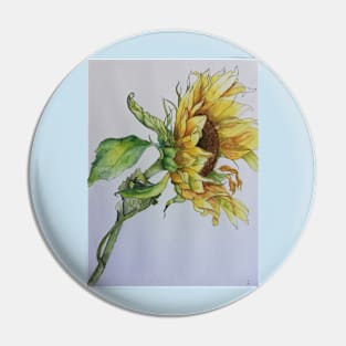 Sunflower watercolor painting Pin