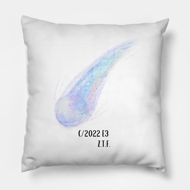 Green Comet C/2022 E3 Z.T.F. Pillow by AlmostMaybeNever