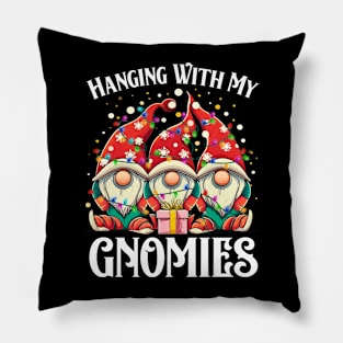 Funny Christmas Gnome Hanging With My Gnomies Family Pajamas Pillow