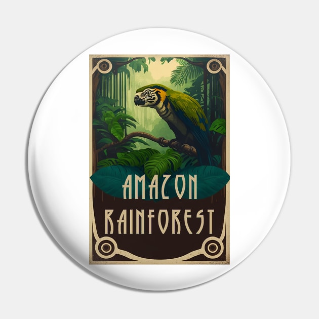 Amazon Rainforest Vintage Travel Art Poster Pin by OldTravelArt