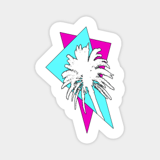 Retrowave Palm Tree in Cyan and Magenta Triangles Magnet