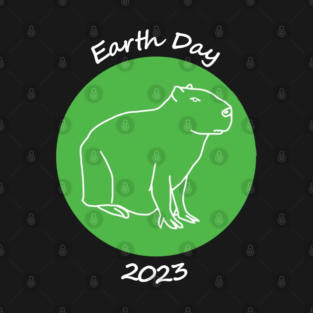 Capybara in White Line For Earth Day 2023 by ellenhenryart