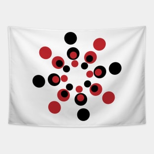 Red and black abstract circle Tapestry