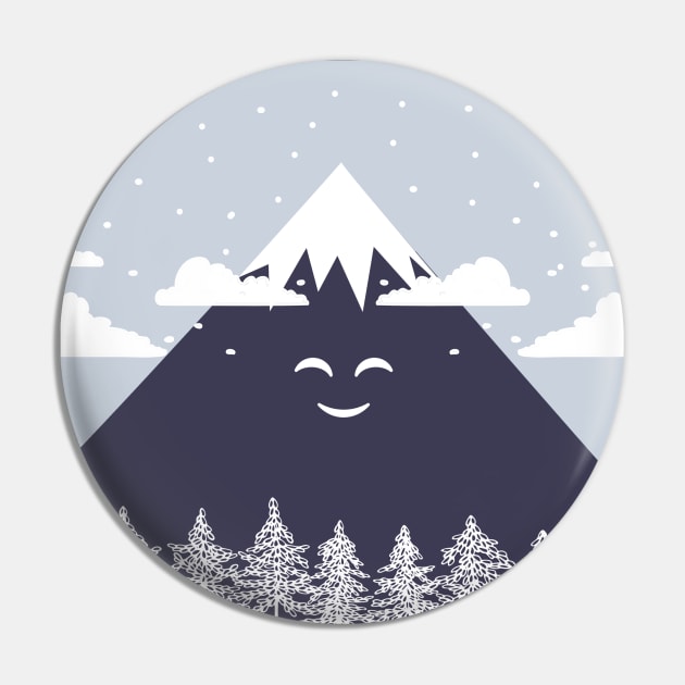 MTN LP - Mountain with snow and smile Pin by StarTshirts