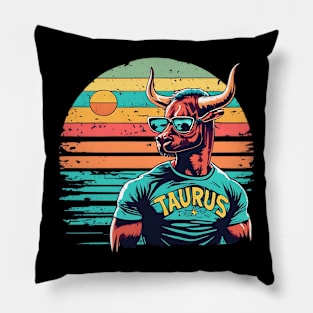 Taurus Sunset Dreamscape: Zodiac Vacation Vibes Pillow