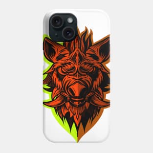 head of boar. Pig. Swine. Symbol of 2019. Tattoo design. Phone Case