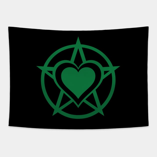 Green Pagan Heart Cheeky Witch® Tapestry by Cheeky Witch