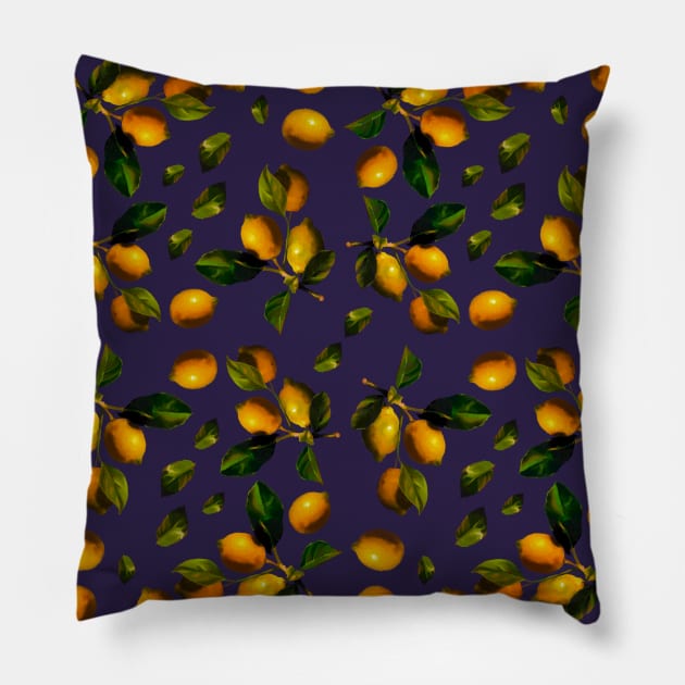 Lemon seamless watercolor pattern Pillow by shikita_a