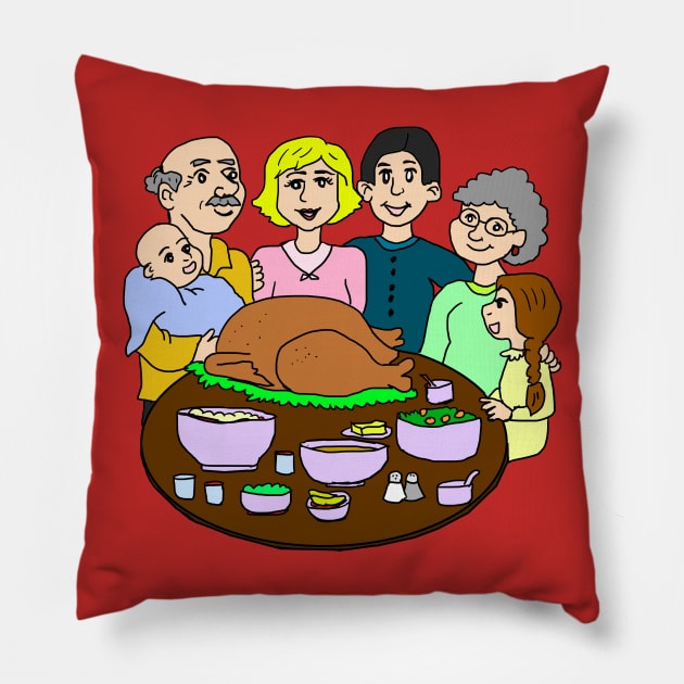 Happy Thanksgiving Family Dinner Pillow by holidaystore