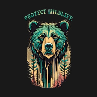 protect wildlife. bear and forest vintage design T-Shirt