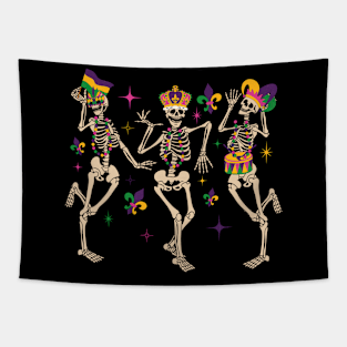 Mardi Gras Skeleton Funny Dancing Party Tapestry