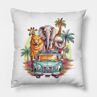 Animals Safari on Car #2 Pillow