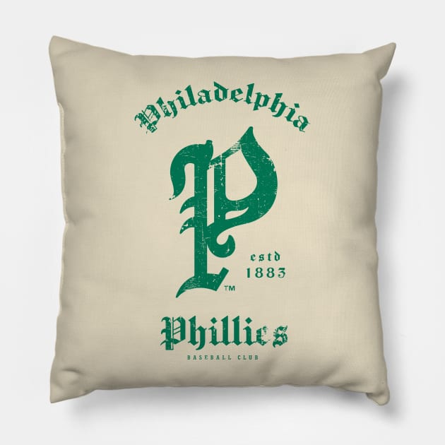 Vintage Phillies Baseball Pillow by AksarART