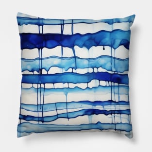 Blue Horizontal Watercolor Stripes Pillow