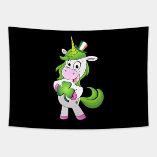 St Patricks Day Girls Dabbing Unicorn Leprechaun Lepricorn Tapestry