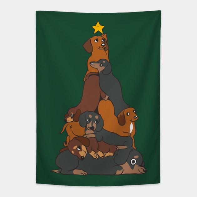 Christmas Tree Dachshund Tapestry by huebucket