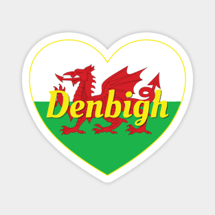 Denbigh Wales UK Welsh Flag Heart Magnet