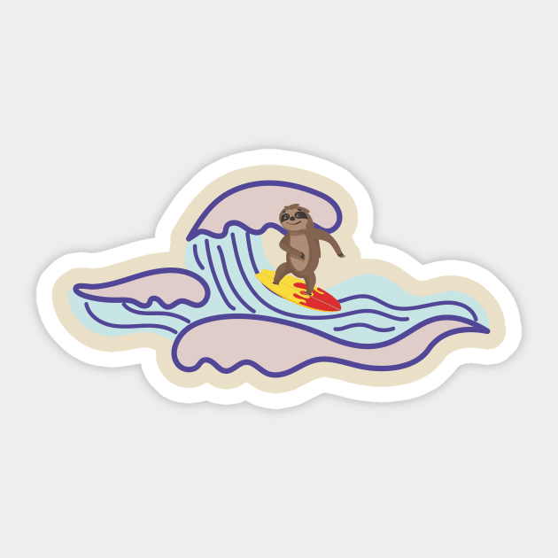 Surfer Sloth Sticker