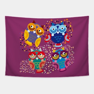 Bright colorful owls (2) Tapestry