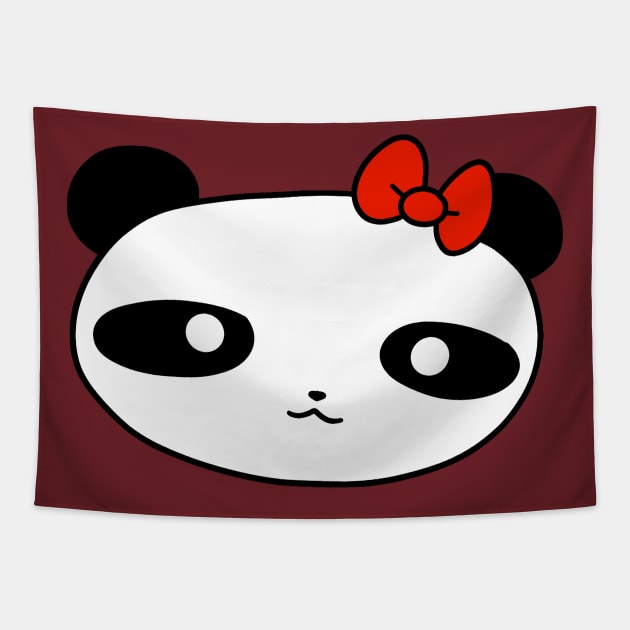 Bow Panda Face Tapestry by saradaboru