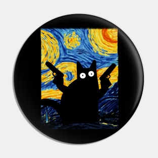 Cat Pew Pew Madafakas - Starry Night Cat Pin