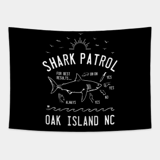 Beach Shark Patrol - Oak Island NC - White Tapestry
