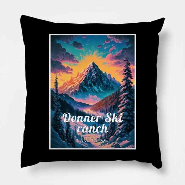 Donner Ski Ranch Lake Tahoe USA Pillow by UbunTo