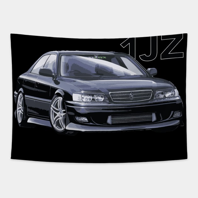 jZX100 TRD vip black CHASER MARK II tOYOTA Drift 1jz street car VERTEX KIT Tapestry by cowtown_cowboy