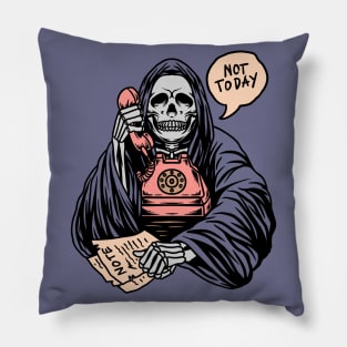 Not Today Satan // Funny Grim Reaper Cartoon Pillow