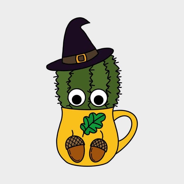 Cute Cactus Design #255: Witch Cactus In Autumn Mug by DreamCactus