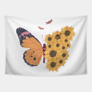 Butterflys with flowers in attractive natural colors Tapestry