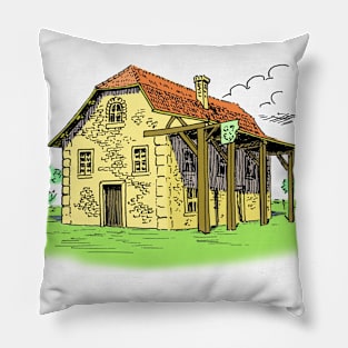 House in old Europe style_01-light color Pillow