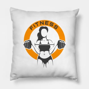 Athletic Woman with Barbell Fitness Pillow