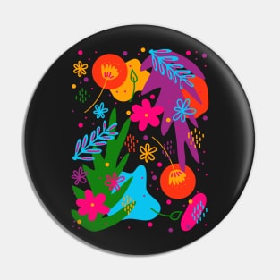 Jewel Tone Flower Pattern Colorful Tropical Aesthetic Pin