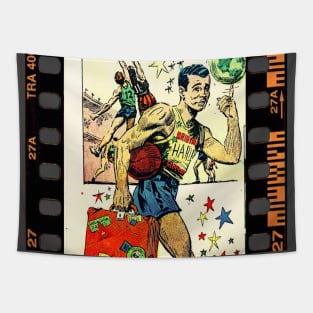 VINTAGE COMICS BASKETBALL PLAYER STARS Tapestry