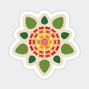 Red and yellow flower pattern Magnet