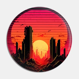 Retrowave Aesthetic 80s Synthwave Sunset Pin